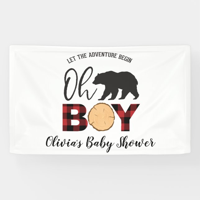 Lona Baby Shower de Búfalo de Oso (Horizontal)