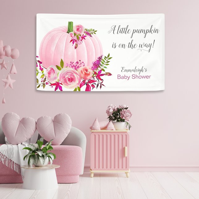 Lona Baby Shower de calabaza rosa horizontal (Subido por el creador)