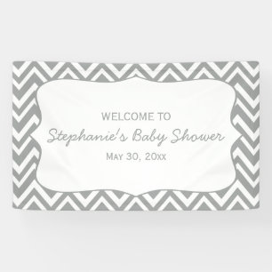 Lona Baby Shower de Chevron rosa gris y pastel