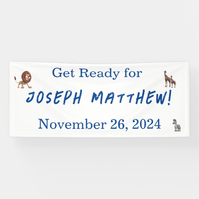 Lona Baby Shower de diversos animales (Horizontal)