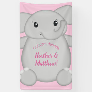 Lona Baby Shower de Elefante Rosa