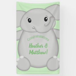 Lona Baby Shower de Elefante Verde
