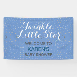 Lona Baby Shower de Estrellas de Plata Azules Twinkle