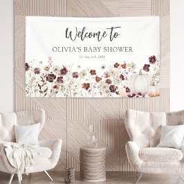 Lona Baby Shower de Flor Silvestre y Calabaza Otoñal Bo