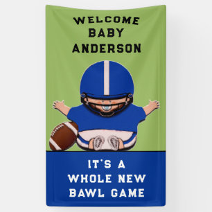 Lona Baby Shower de fútbol con temas deportivos