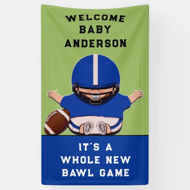 Lona Baby Shower de fútbol con temas deportivos (Vertical)