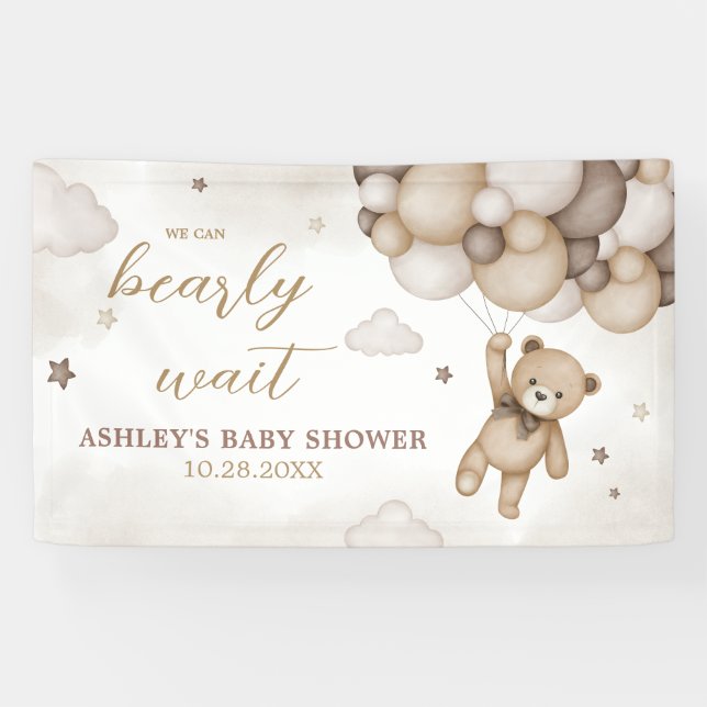 Lona Baby Shower de globo Bear Brown (Horizontal)
