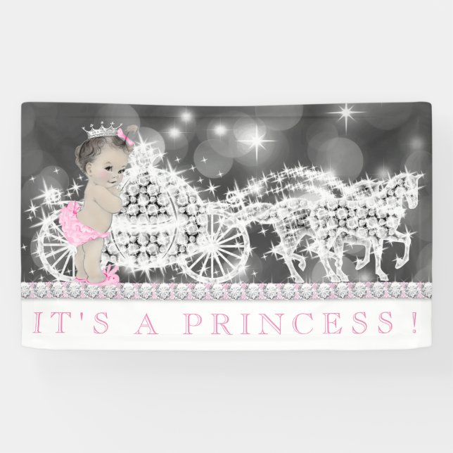 Lona Baby Shower de la Princesa Rosa (Horizontal)
