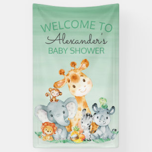 Lona Baby Shower de la selva Safari Cuta de color de ag