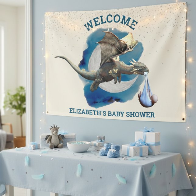 Lona Baby Shower de Little Knight Dragon Silver Star (Subido por el creador)