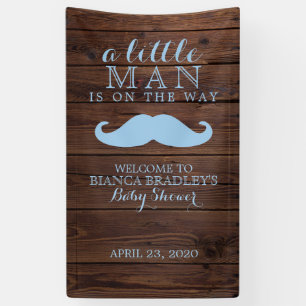 Lona Baby Shower de Little Man   Mustache De Madera Rús