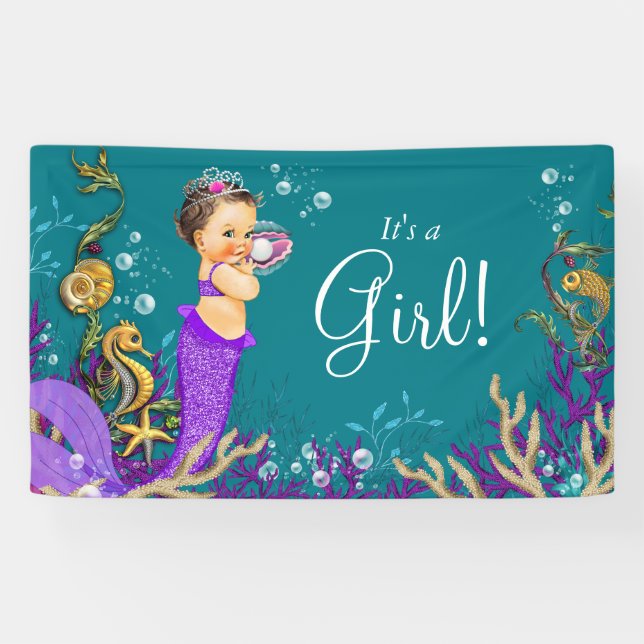 Lona Baby Shower de Mermaid (Horizontal)