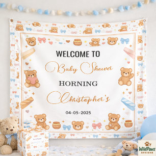 Lona Baby Shower de Osito de Peluche Niño   Lindo Oso A