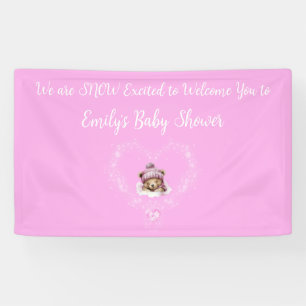 Lona Baby Shower De Oso De Teddy De Nieve Emocionada