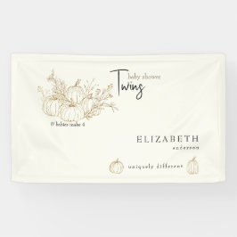 Lona Baby Shower de pequeñas calabazas gemelas Cream