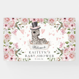 Lona Baby Shower de rosa rosa zebra