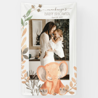 Lona Baby Shower de Safari para Elefantes de Agua