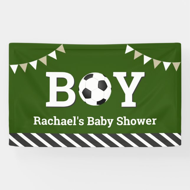Lona Baby Shower de Sports Boy Soccer Personalizado (Horizontal)