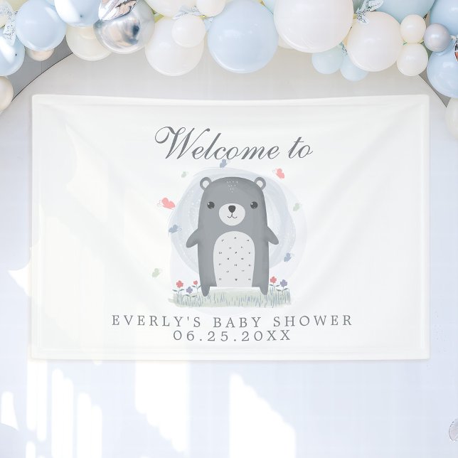 Lona Baby Shower de Watercolor Gray Bear Boy (Subido por el creador)