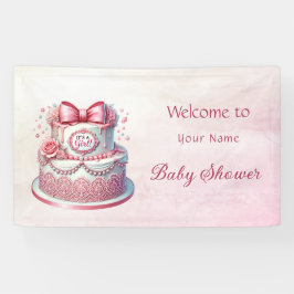 Lona Baby Shower decorativo de Bow Rosa