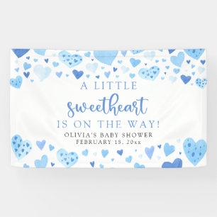 Lona Baby Shower El día de San Valentín Blue Little