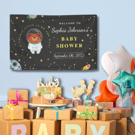Lona Baby Shower espacial, Oso de peluche, Corbata cósm