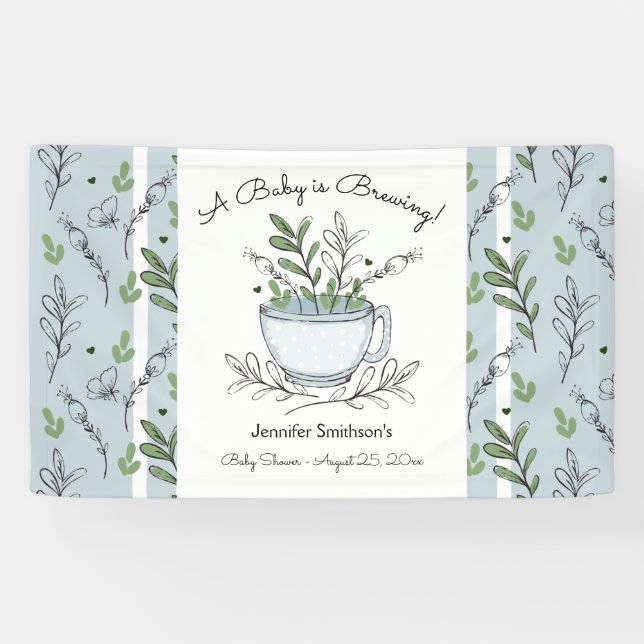 Lona Baby Shower Fiesta de té de Tea Cup (Horizontal)