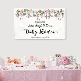 Lona Baby Shower floral de color rosa primavera