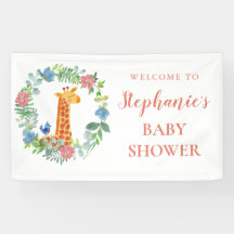 Baby Shower Giraffe Floral Wreath personalizada