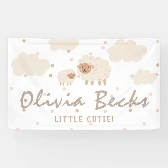 Lona Baby Shower ilustrativo Cream Pastel (Horizontal)