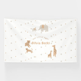 Lona Baby Shower ilustrativo Pastel Beige Cute