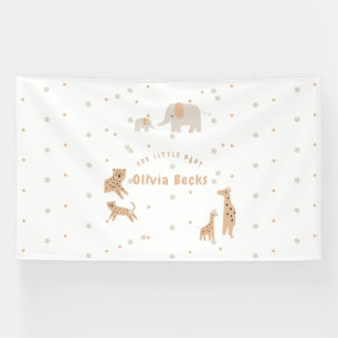 Lona Baby Shower ilustrativo Pastel Beige Cute