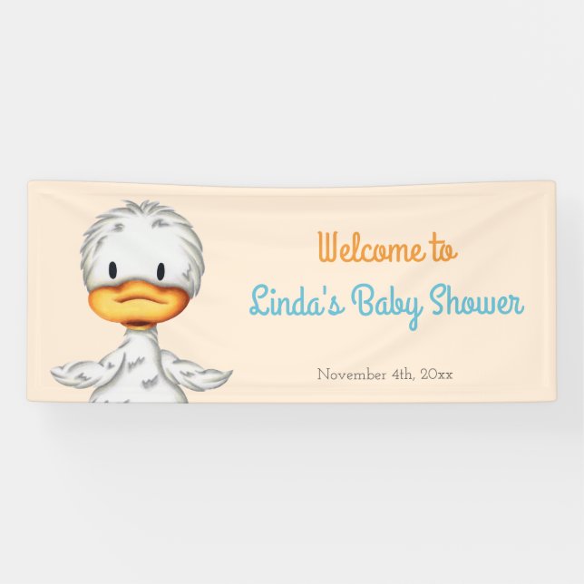 Lona Baby Shower Minimalista de Patito Género Neutral (Horizontal)