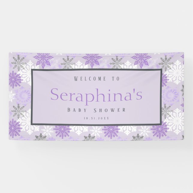 Lona Baby Shower Morple Silver Snowflakes Winter (Horizontal)