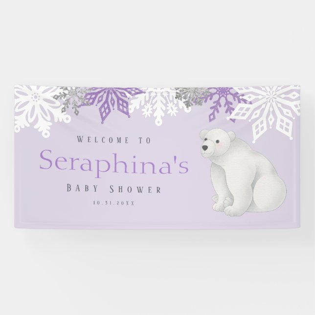 Lona Baby Shower Morple Winter Polar Bear (Horizontal)