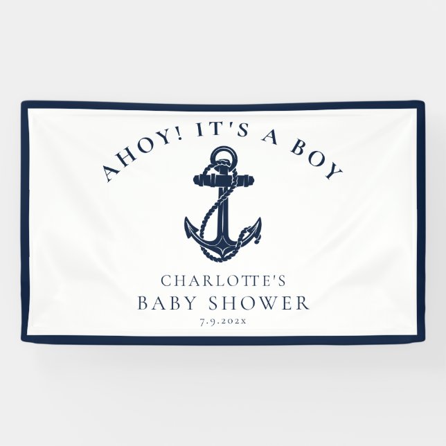 Lona Baby Shower Nautical Anchor Sailing Boy (Horizontal)