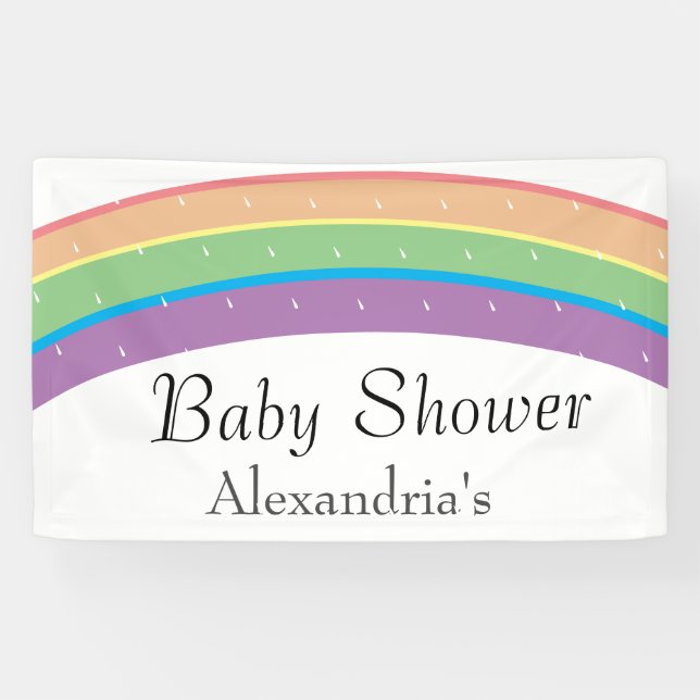 Lona Baby Shower neutral de género moderno arcoiris (Horizontal)