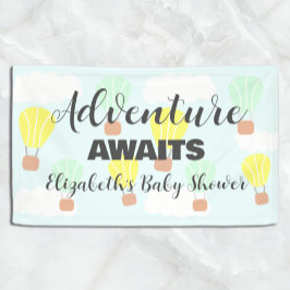 Lona Baby Shower neutro en globo de aire caliente
