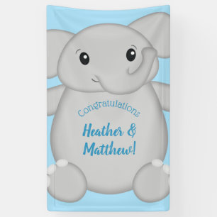 Lona Baby Shower para elefantes azules