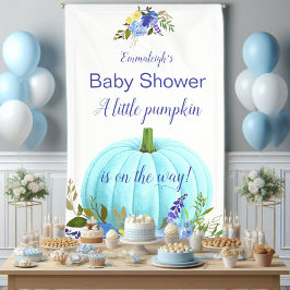 Lona Baby Shower Personalizado de calabaza azul