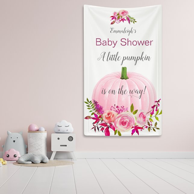 Lona Baby Shower Personalizado de calabaza rosa (Subido por el creador)