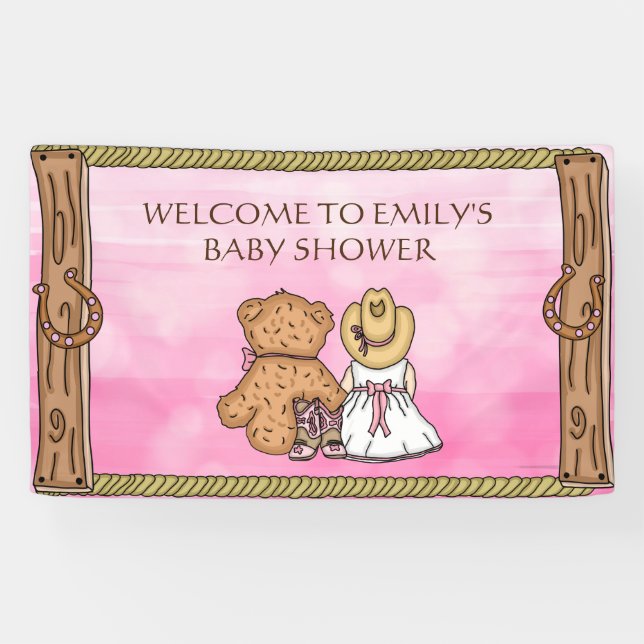 Lona Baby Shower personalizado de lechera de Lil Rosa (Horizontal)