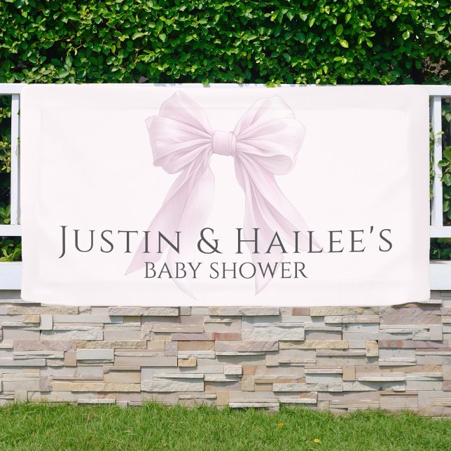 Lona Baby Shower Personalizado de Niña con Lazo Rosa Co (Subido por el creador)
