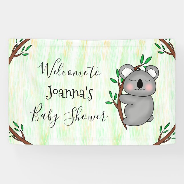 Lona Baby Shower personalizado del oso Koala (Horizontal)