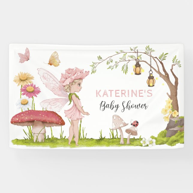 Lona Baby Shower Pink Fairy Forest Fairy Tale (Horizontal)