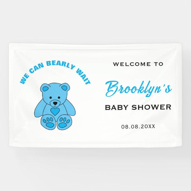Lona Baby Shower Podemos Esperar A Que Teddy Bear Bienv (Horizontal)