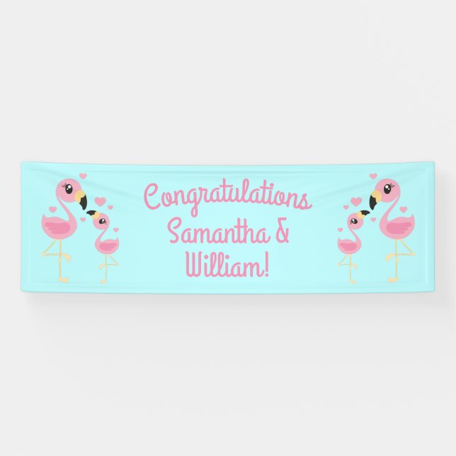 Lona Baby Shower rosa Flamingo (Horizontal)