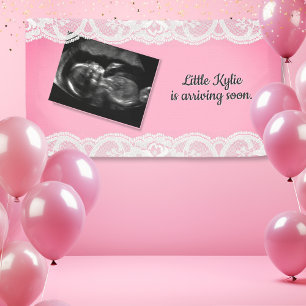Lona Baby Shower rosa ultrasonido