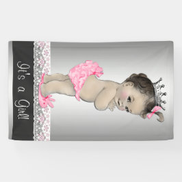 Lona Baby Shower rosa y plateado
