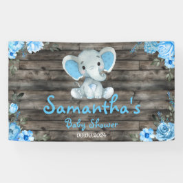 Lona Baby Shower Rustic Blue Boy Elephant